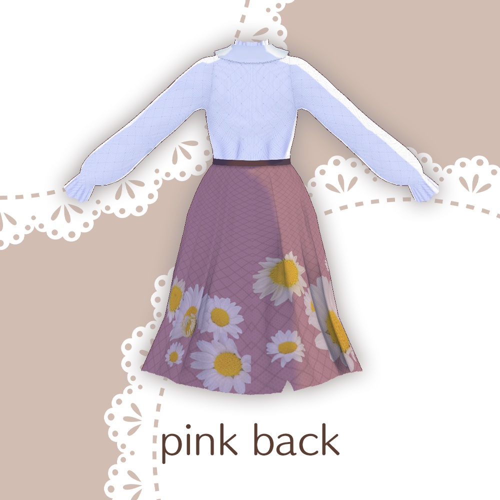 【for VRoid1.0〜 onry】Saku*saku カンシロギク柄上下コーデセット/Saku*saku Chrysanthemum paludosum codeset