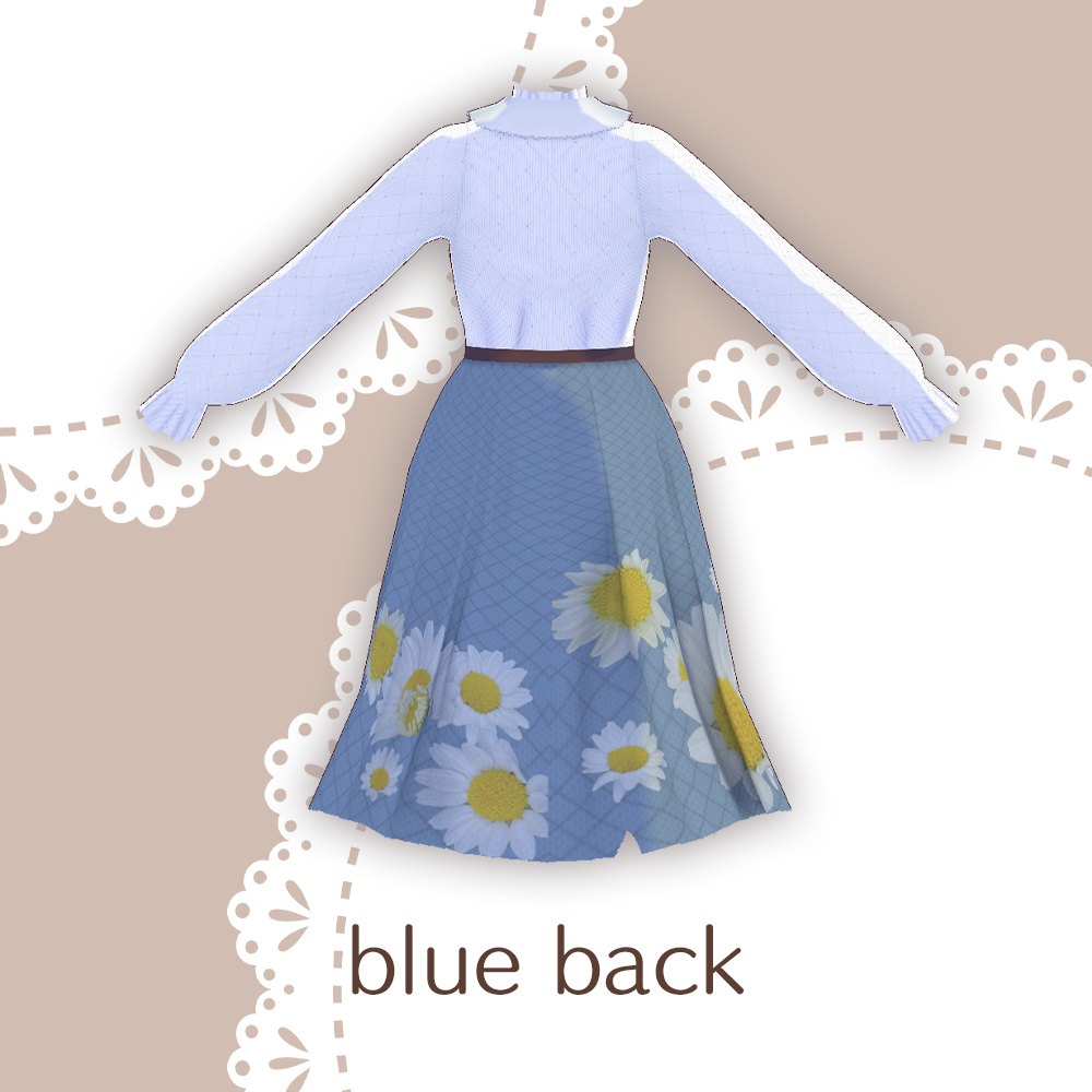 【for VRoid1.0〜 onry】Saku*saku カンシロギク柄上下コーデセット/Saku*saku Chrysanthemum paludosum codeset