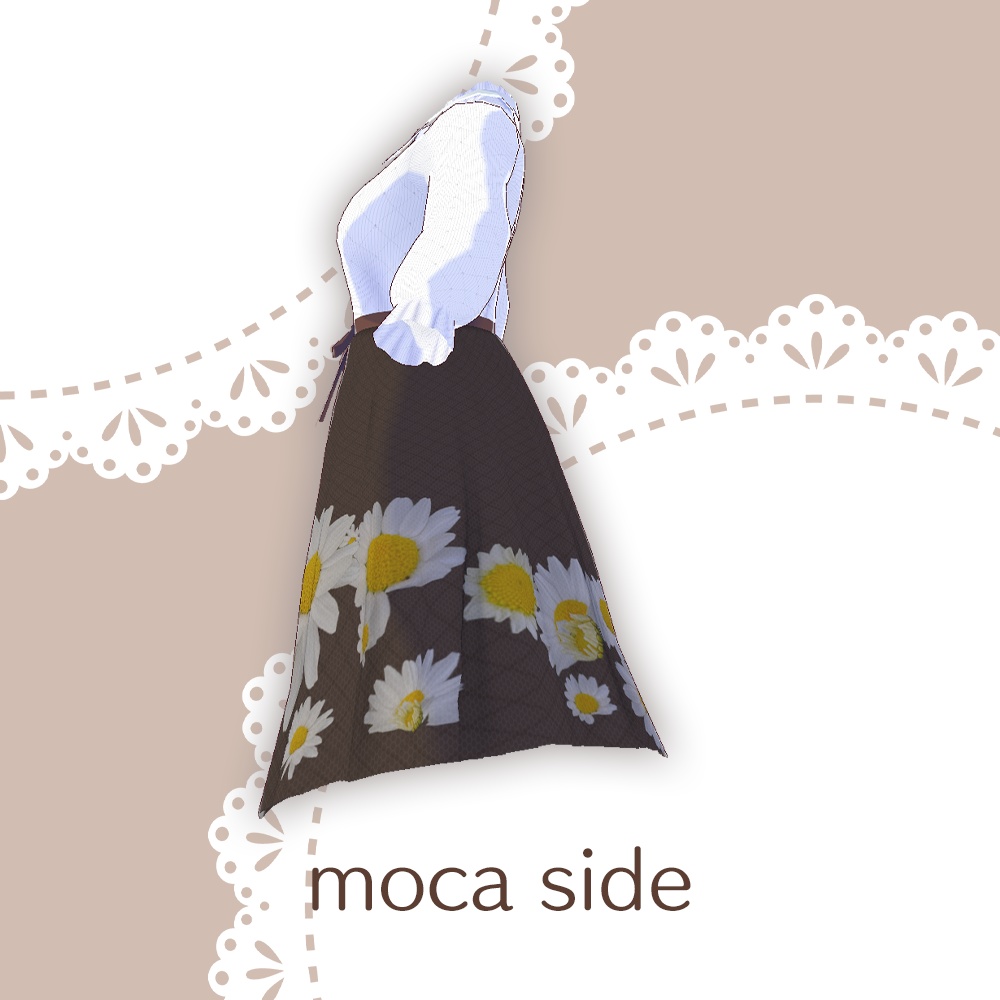 【for VRoid1.0〜 onry】Saku*saku カンシロギク柄上下コーデセット/Saku*saku Chrysanthemum paludosum codeset