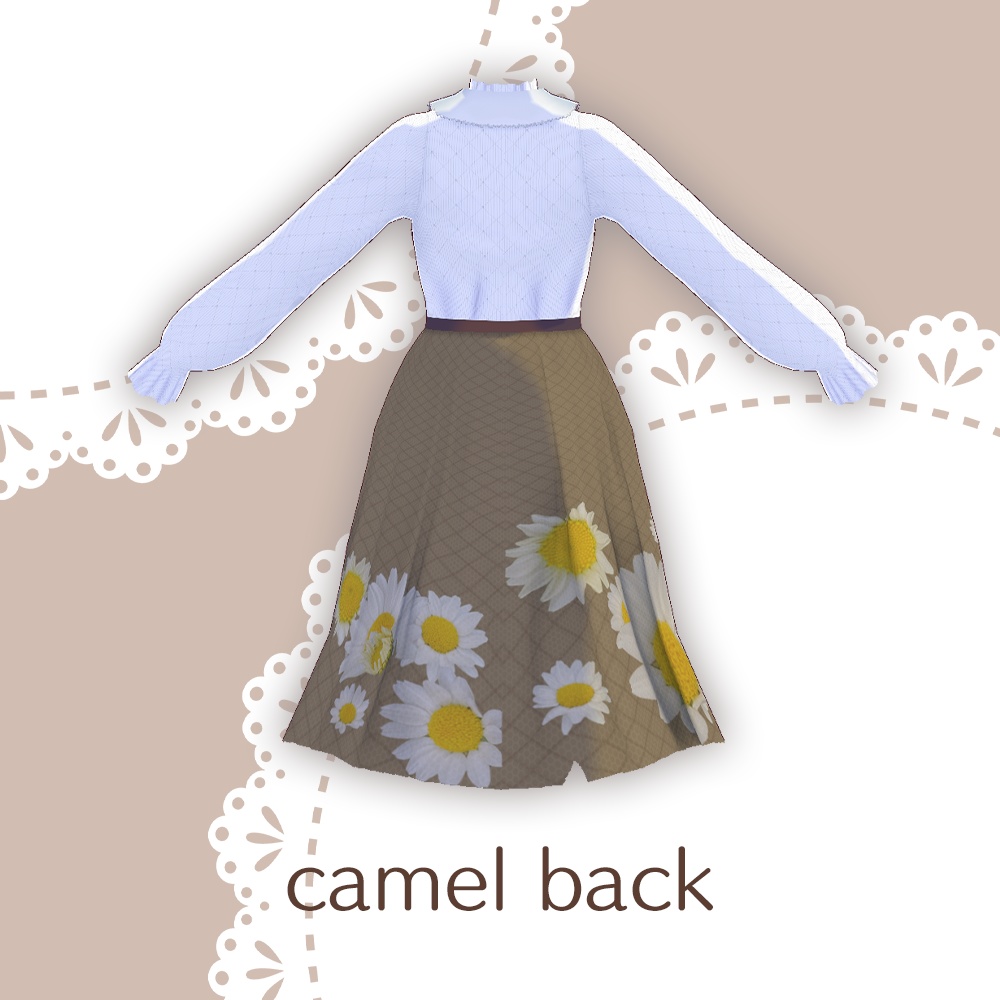 【for VRoid1.0〜 onry】Saku*saku カンシロギク柄上下コーデセット/Saku*saku Chrysanthemum paludosum codeset