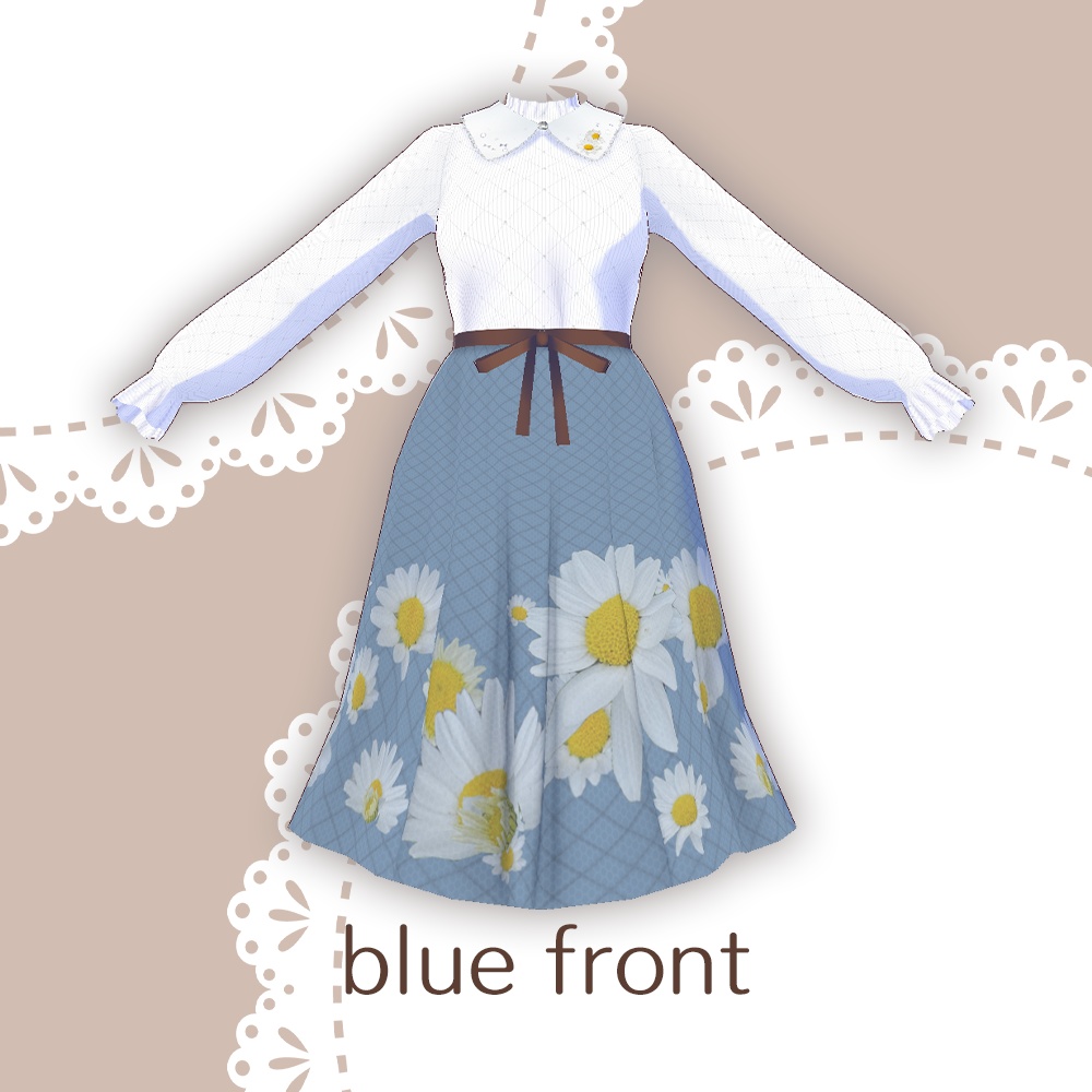 【for VRoid1.0〜 onry】Saku*saku カンシロギク柄上下コーデセット/Saku*saku Chrysanthemum paludosum codeset