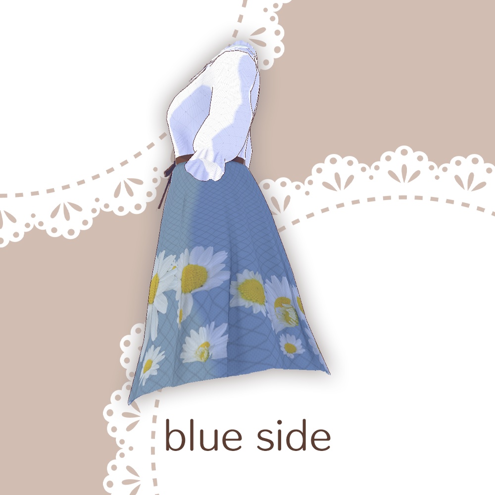 【for VRoid1.0〜 onry】Saku*saku カンシロギク柄上下コーデセット/Saku*saku Chrysanthemum paludosum codeset