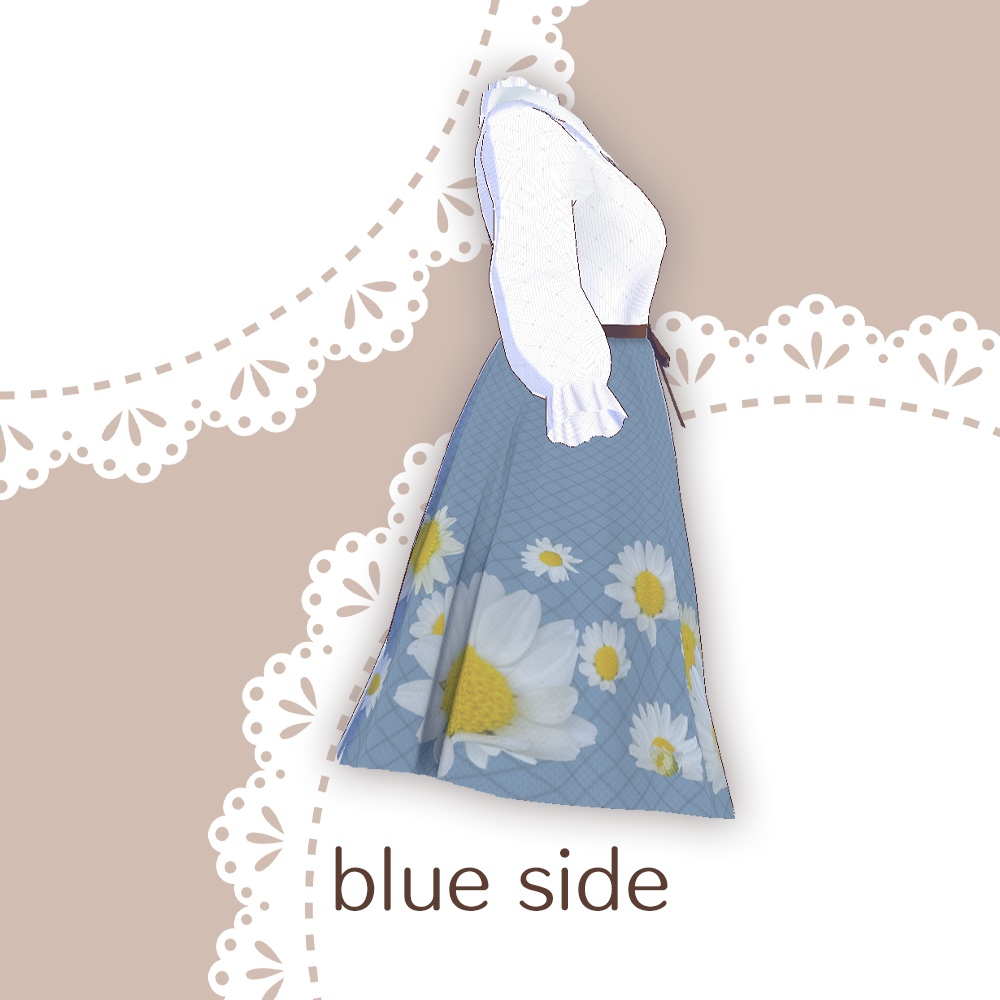 【for VRoid1.0〜 onry】Saku*saku カンシロギク柄上下コーデセット/Saku*saku Chrysanthemum paludosum codeset
