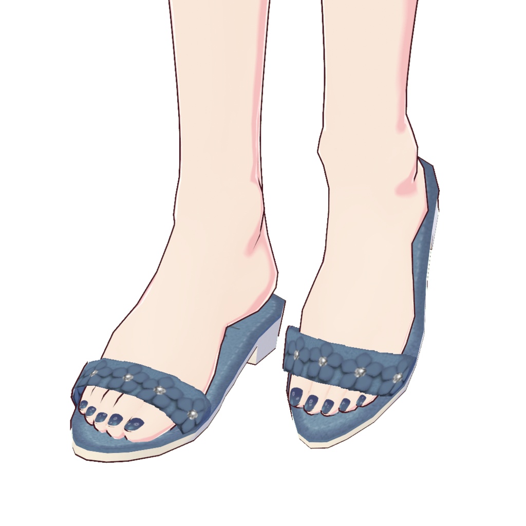 【for VRoid1.10.0〜 onry】Saku*saku 花飾りレザーミュール/Leather flower mule