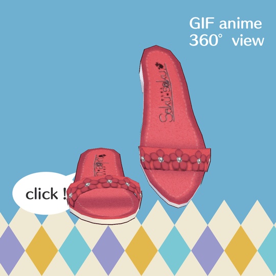 【for VRoid1.10.0〜 onry】Saku*saku 花飾りレザーミュール/Leather flower mule