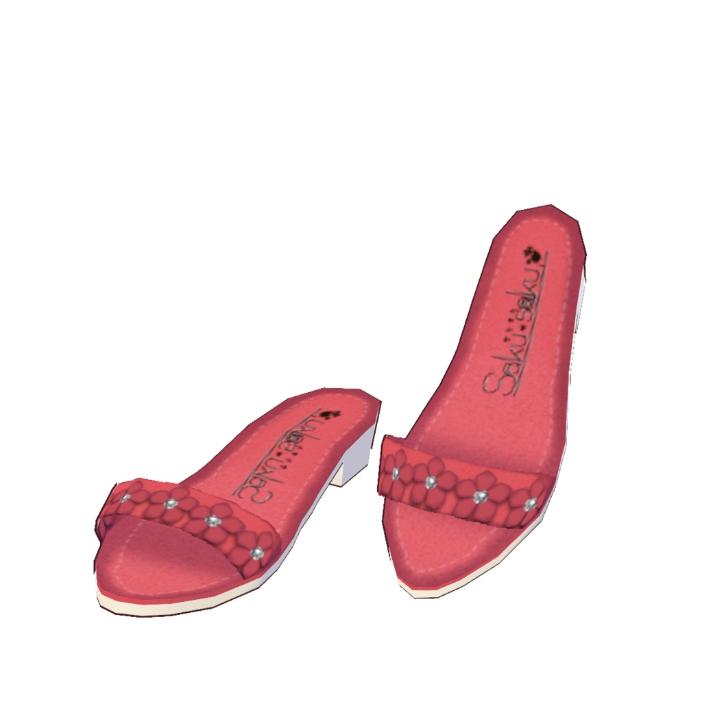 【for VRoid1.10.0〜 onry】Saku*saku 花飾りレザーミュール/Leather flower mule