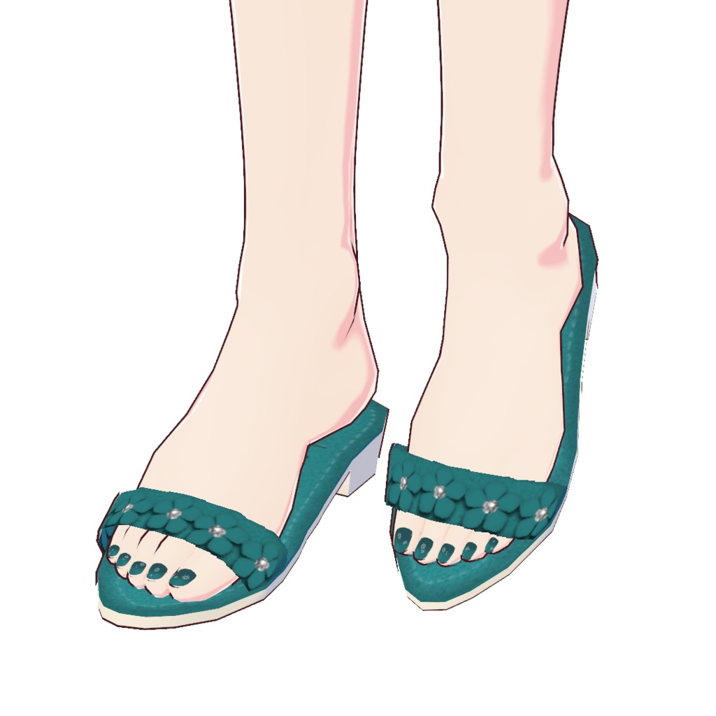 【for VRoid1.10.0〜 onry】Saku*saku 花飾りレザーミュール/Leather flower mule