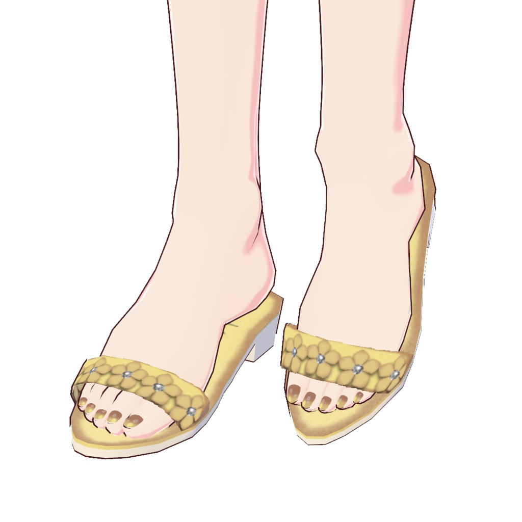 【for VRoid1.10.0〜 onry】Saku*saku 花飾りレザーミュール/Leather flower mule