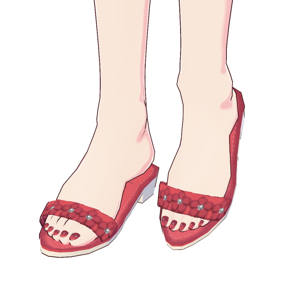 【for VRoid1.10.0〜 onry】Saku*saku 花飾りレザーミュール/Leather flower mule