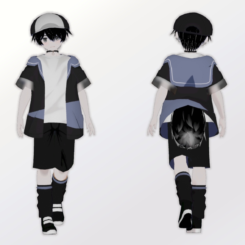 モノクロ狐「白月-シロツキ-」VRChatモデル