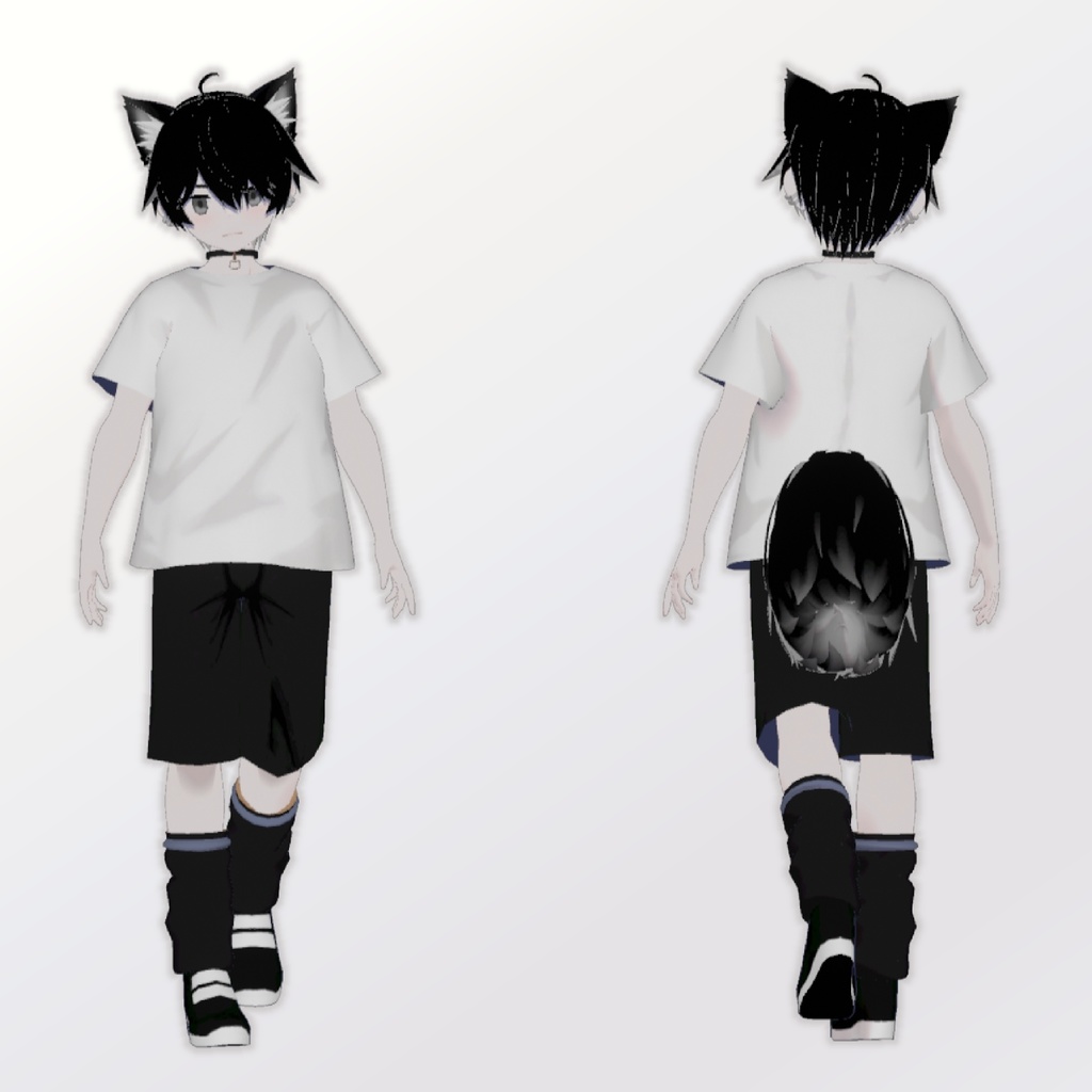 モノクロ狐「白月-シロツキ-」VRChatモデル