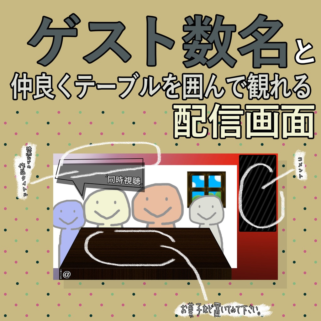ゲスト数名と同時視聴が出来る配信画面