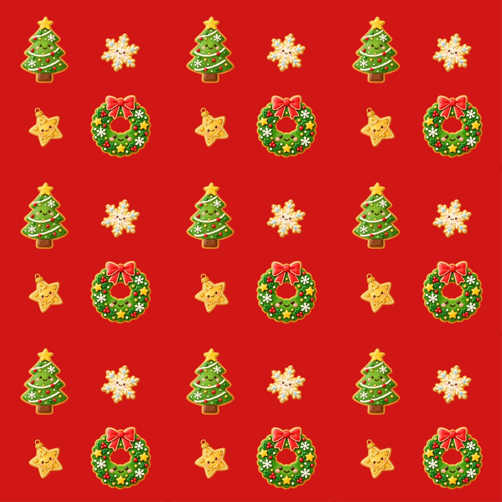 クッキーのクリスマス便り 🎄🍪|かわいいクリスマスデジタルペーパー5枚セット