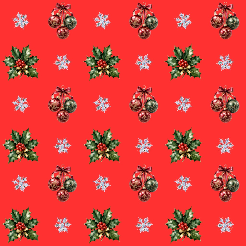 水彩クリスマスの贈りもの 〜聖夜のオーナメント〜 5枚セット
