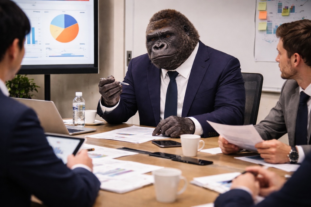 ゴリラ課長画像集 約40枚(AI画像生成)SNS・動画で使えるゴリラ素材です