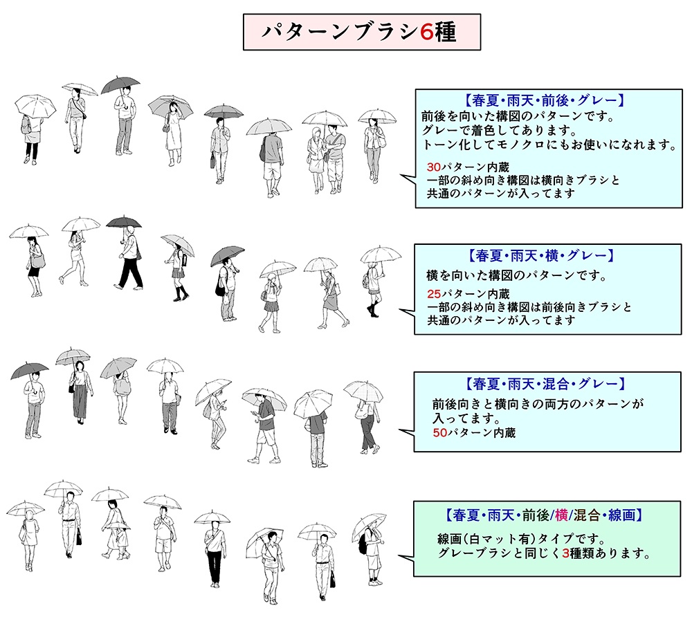 春夏・雨天・遠景モブブラシ