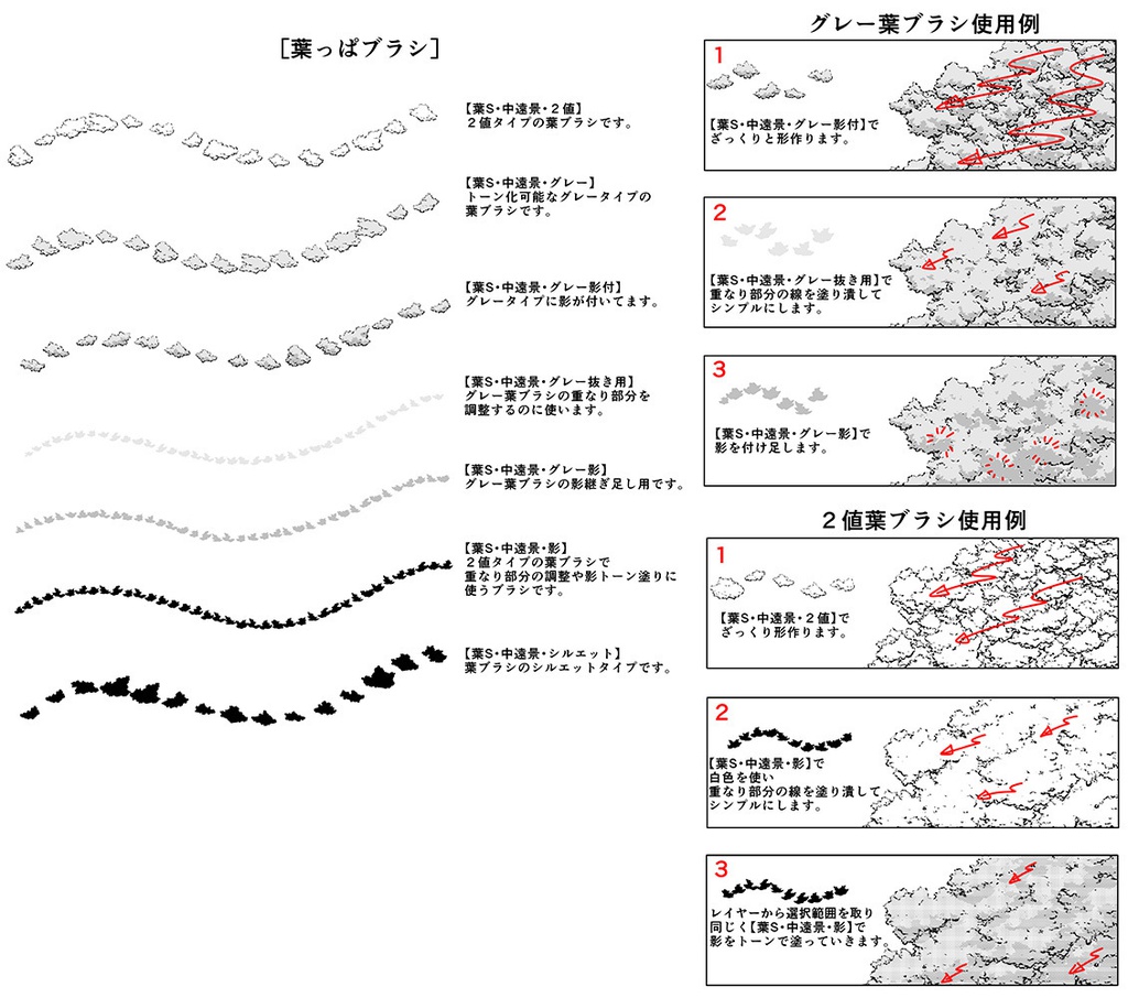 シンプル中景草木ブラシ・セット