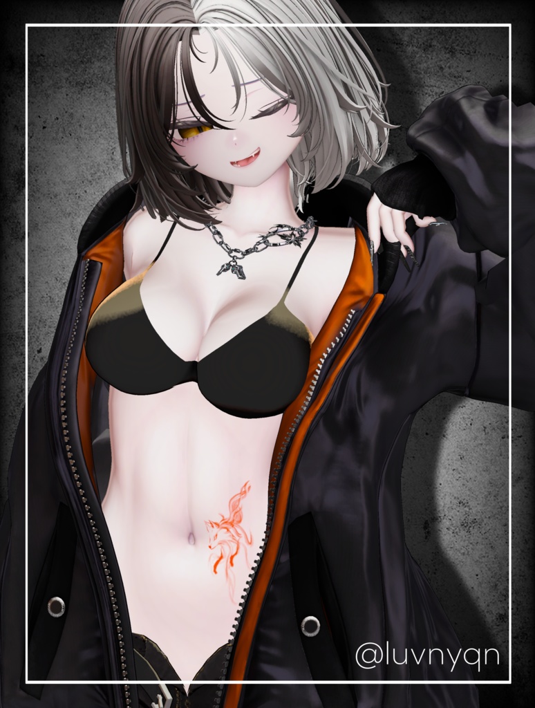 真央-Mao- Original Tattoo 「紅蓮狐 -Guren-」朱の彩【デカール化向け透過PNG】