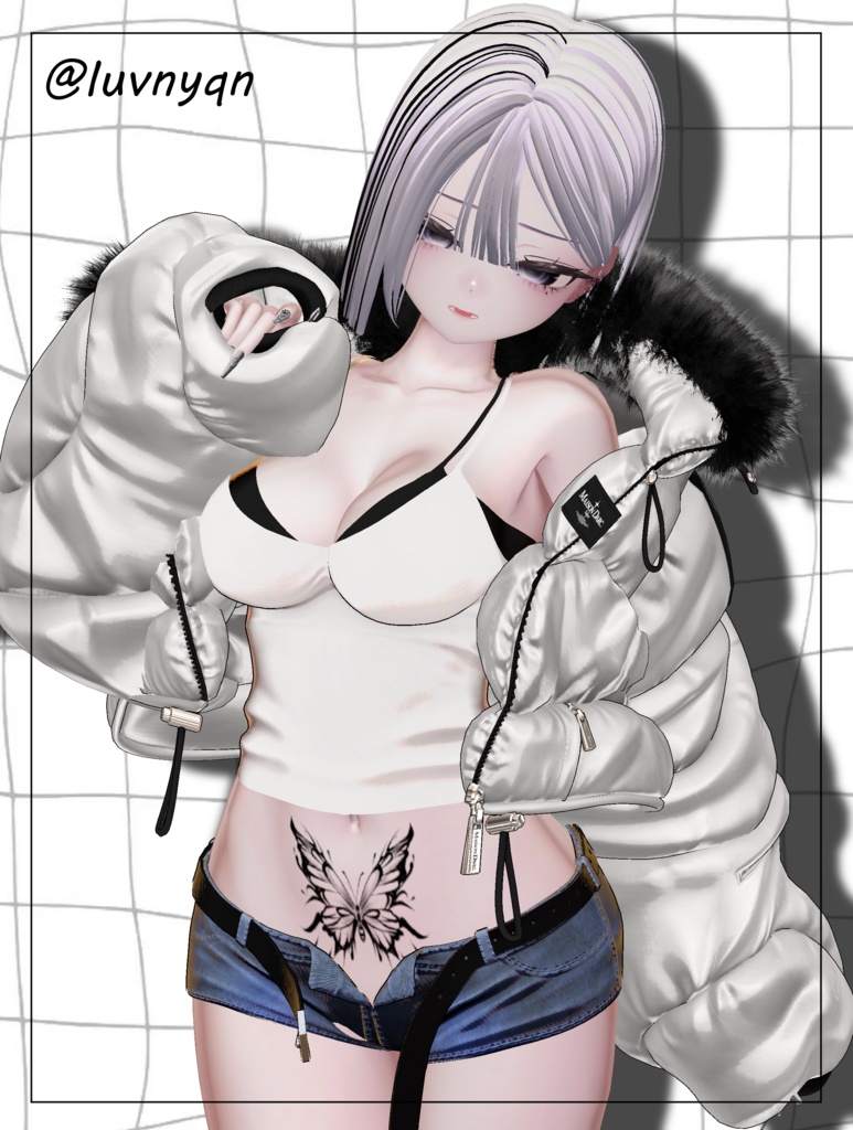 【VRChat】Alué tattoo texture -white butterfly-【デカール化向け透過PNG】