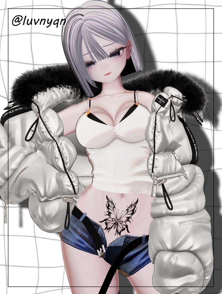 【VRChat】Alué tattoo texture -white butterfly-【デカール化向け透過PNG】