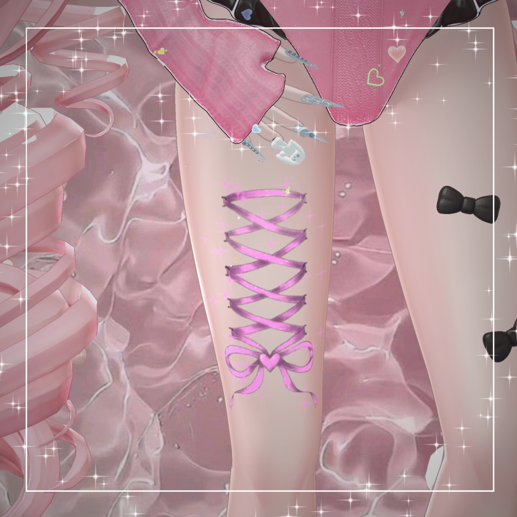 【透過PNG】tattoo texture - Sparkle Ribbon Corset -【デカール化可能】