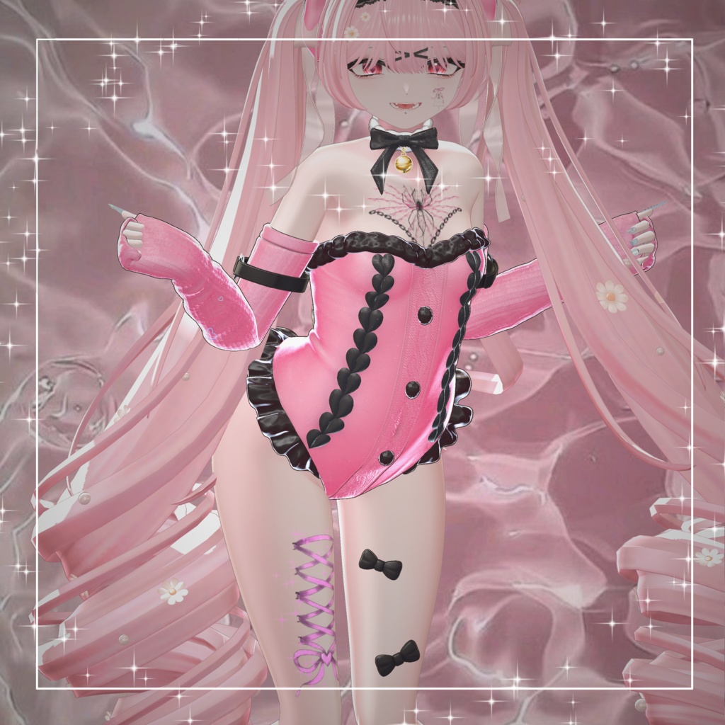 【透過PNG】tattoo texture - Sparkle Ribbon Corset -【デカール化可能】