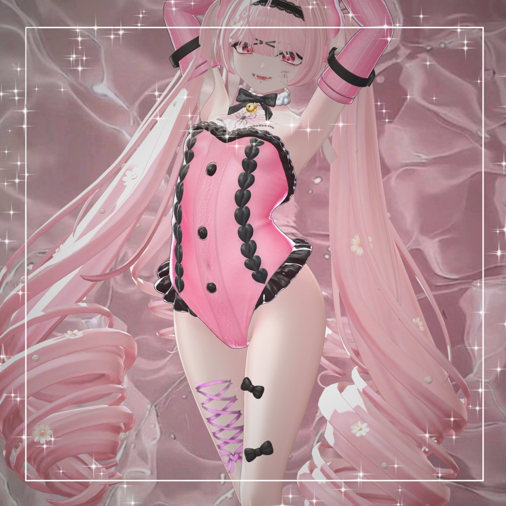 【透過PNG】tattoo texture - Sparkle Ribbon Corset -【デカール化可能】