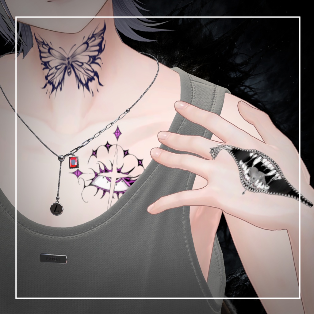 【透過PNG】TattooTexture - VOID ZIPPER - 【デカール化可能】