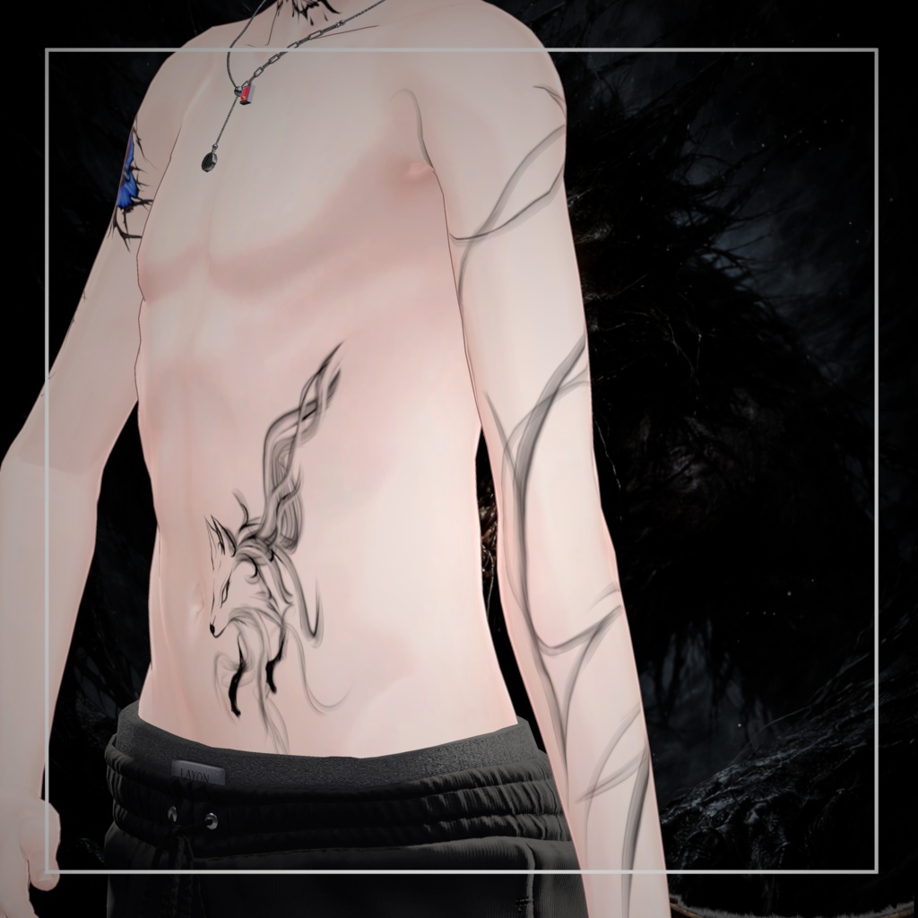 【透過PNGイラスト】tattoo texture - fog Snake - 【デカール化可能】