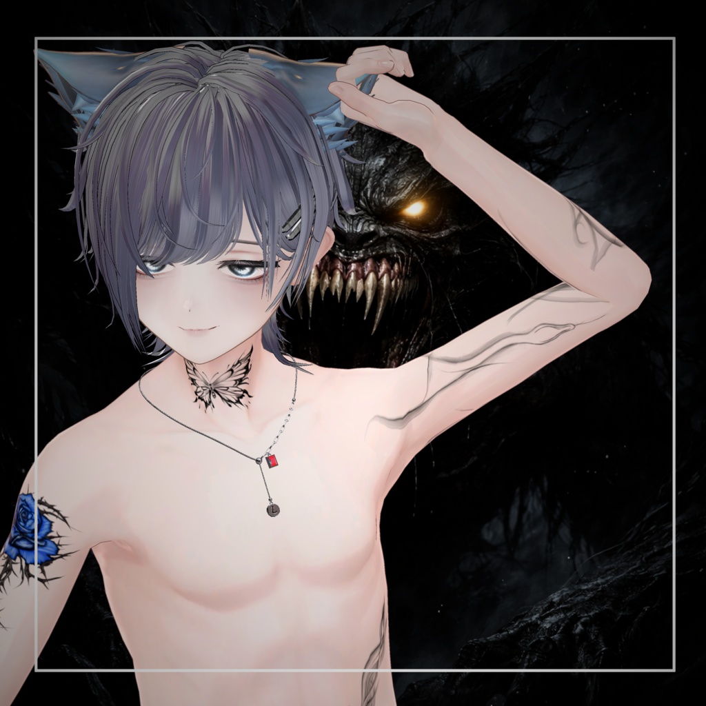 【透過PNGイラスト】tattoo texture - fog Snake - 【デカール化可能】