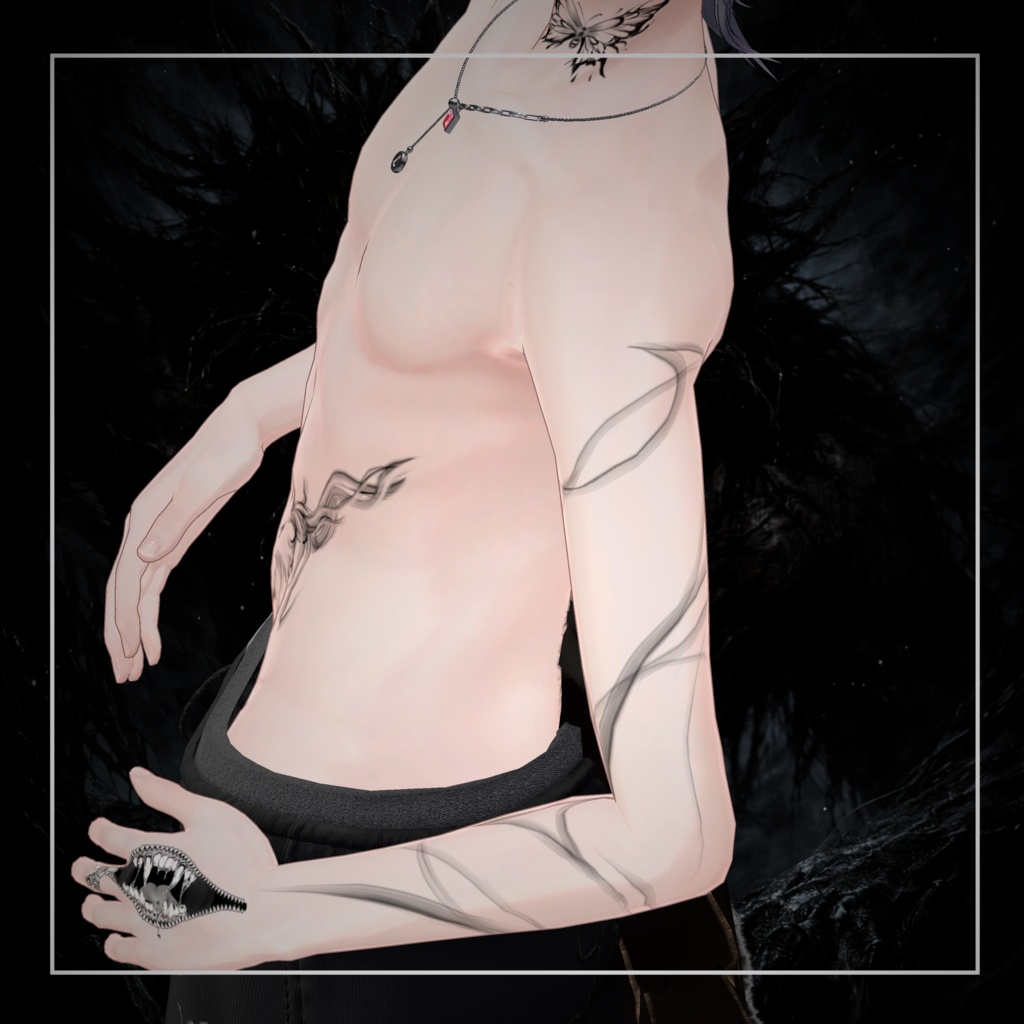 【透過PNGイラスト】tattoo texture - fog Snake - 【デカール化可能】