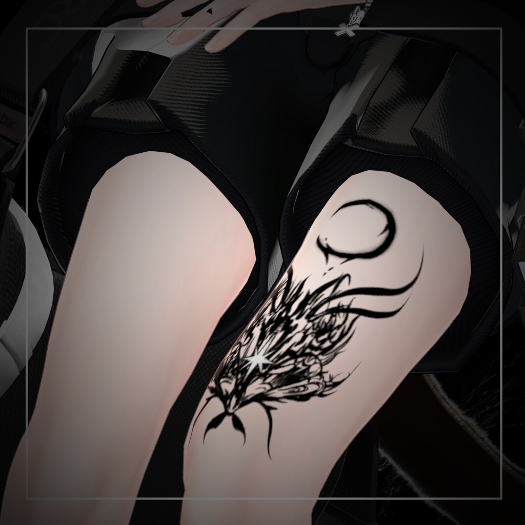 【透過PNG】Tattoo texture "moth moon"【デカール化推奨】