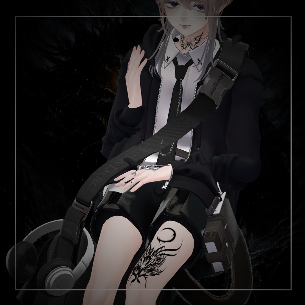 【透過PNG】Tattoo texture "moth moon"【デカール化推奨】