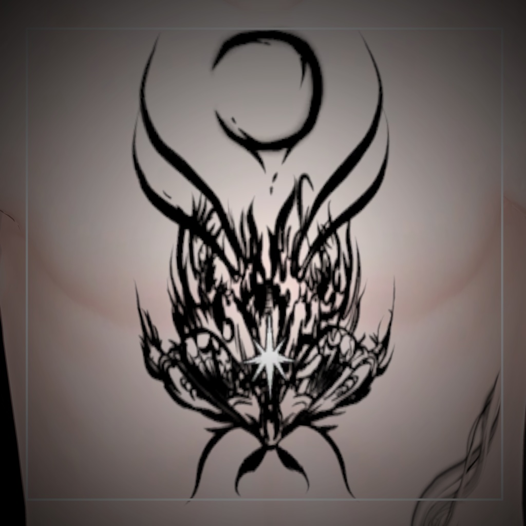 【透過PNG】Tattoo texture "moth moon"【デカール化推奨】