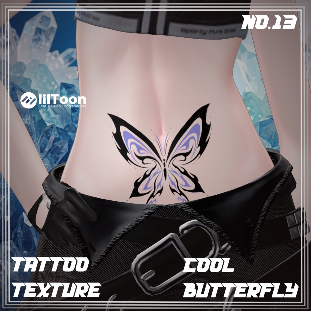 【透過PNG】Tattoo texture "Cool Butterfly"【デカール化推奨】