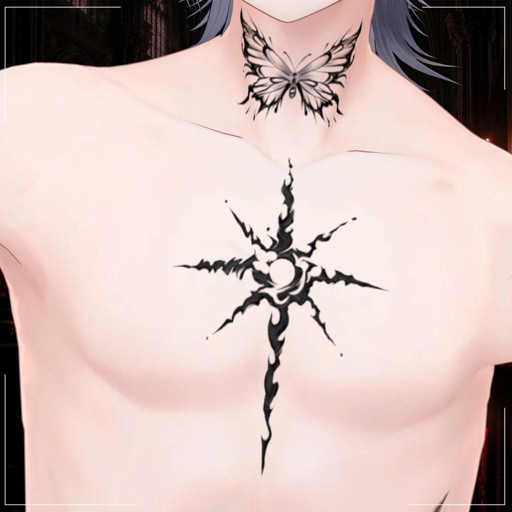 【透過PNG】Tattoo texture "dark cross"【デカール化推奨】