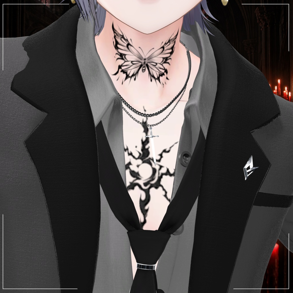 【透過PNG】Tattoo texture "dark cross"【デカール化推奨】