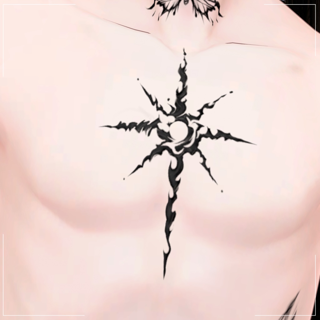 【透過PNG】Tattoo texture "dark cross"【デカール化推奨】