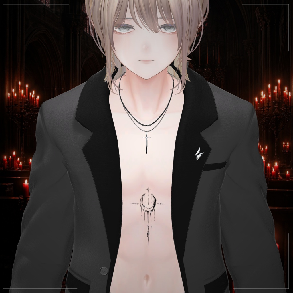 Men's Avator -Original tattoo- 「Drop Moon」【デカール化可能透過PNG】