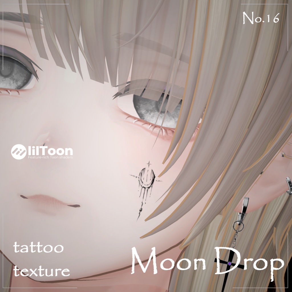 Men's Avator -Original tattoo- 「Drop Moon」【デカール化可能透過PNG】