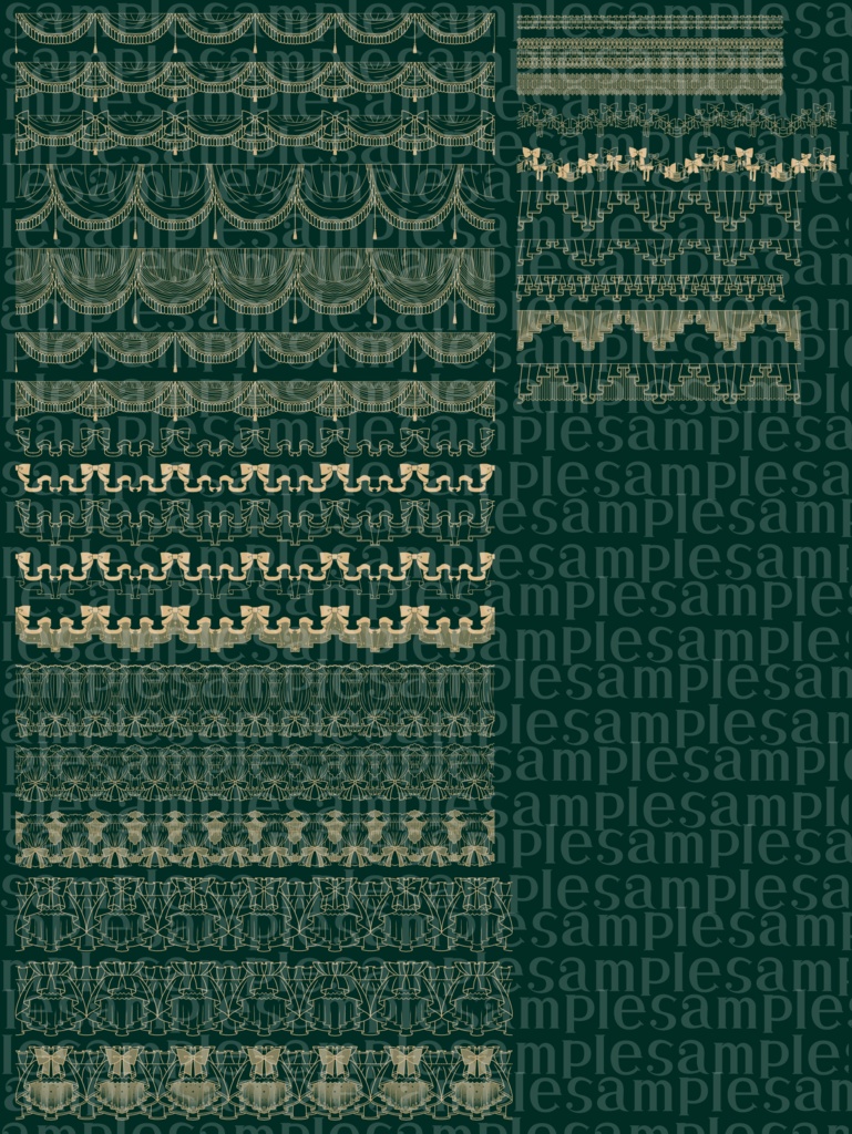 手書きレース素材集3 ~カーテン・リボン~