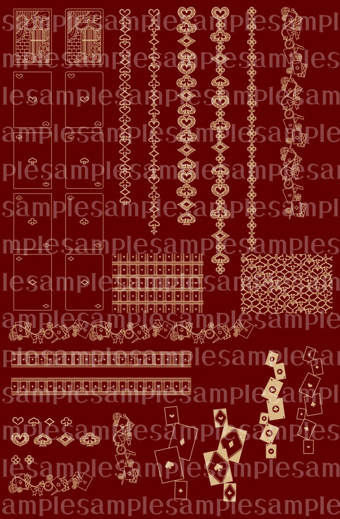 手書きレース素材集5 ~トランプ~