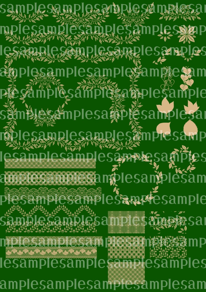 手書きレース素材集8 ~葉っぱ~