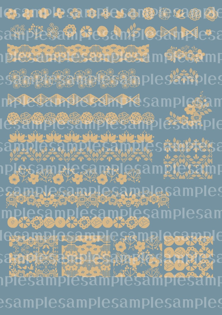 手書きレース素材13 ~北欧風~