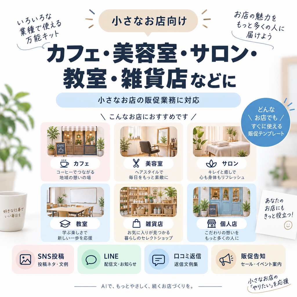 【店舗向け】AI販促30日キット|Instagram30+LINE12+口コミ返信50+販促告知12+ChatGPT Prompt