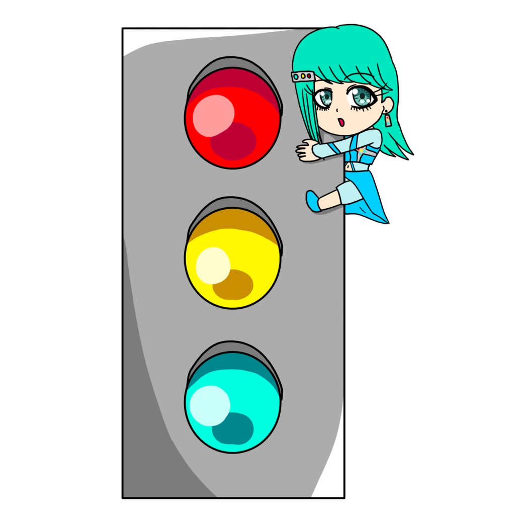 アクリルキーホルダー「信号機と少女」