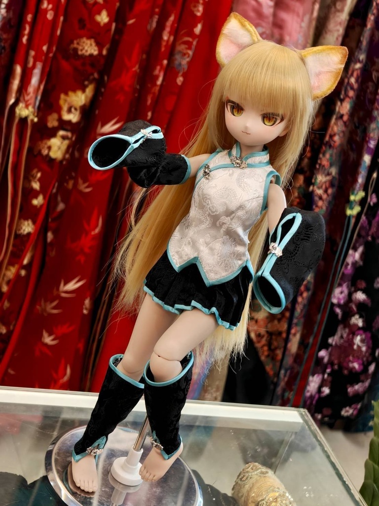 チャイナ風のトップスとプリーツスカートの組み合わせ(サイズ:MDD)