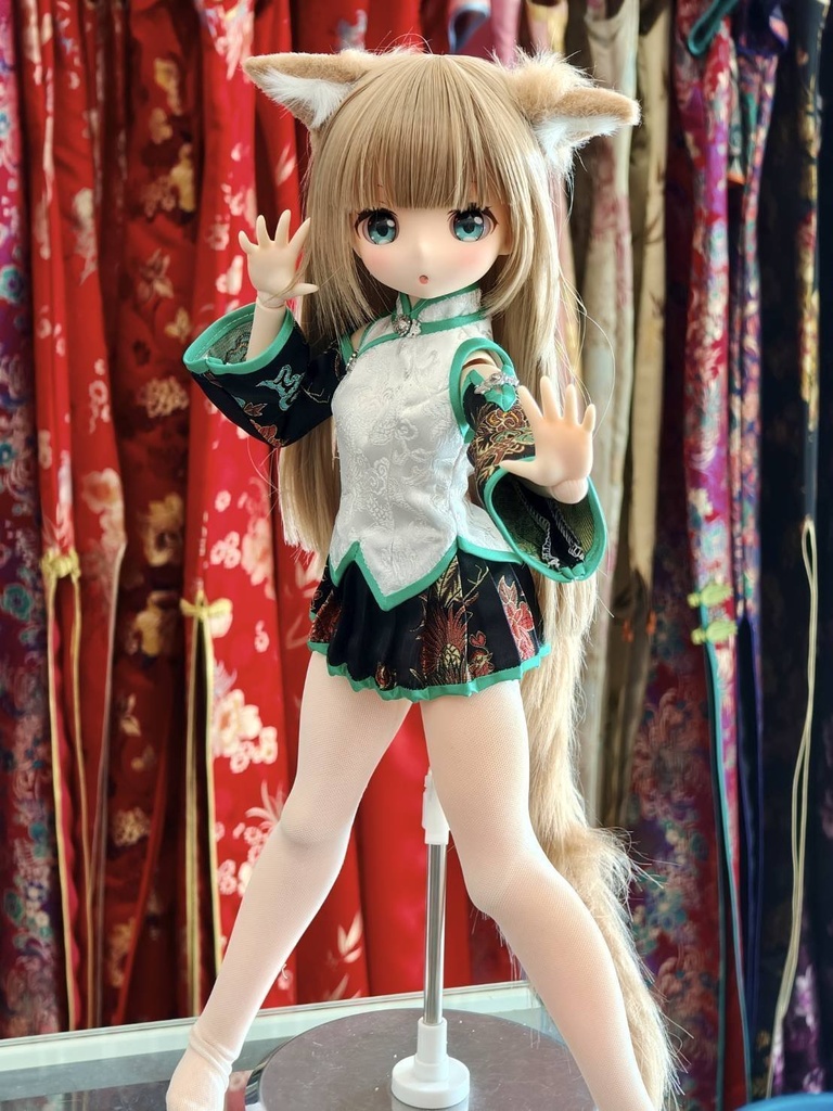 チャイナ風のトップスとプリーツスカートの組み合わせ(サイズ:MDD)