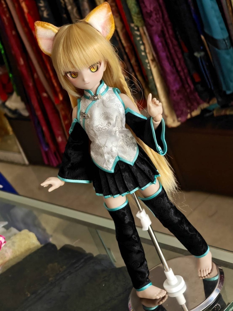 チャイナ風のトップスとプリーツスカートの組み合わせ(サイズ:MDD)