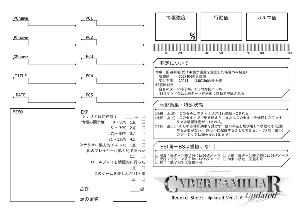 サイバーファミリアUpdated　レコードシート